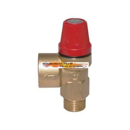 Vanne de sécurité 3 bar 1/2'' ext. x 3/4''  remplace Soupape de sécurité 3 bar FM 1/2" x FF 3/4" n° fabricant 551043