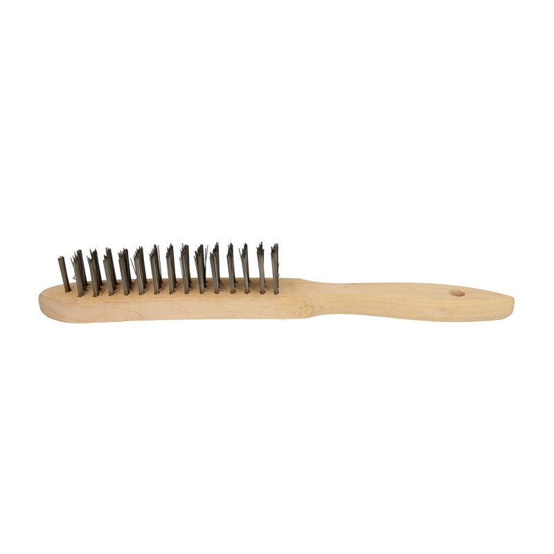 Brosse métallique en acier, 3 rangées manche en bois, 290 mm