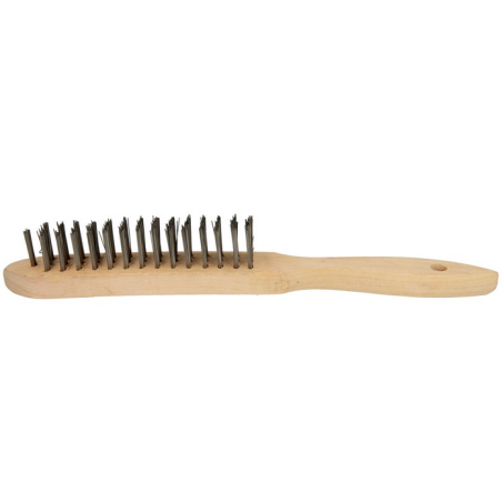 Brosse métallique en acier, 3 rangées manche en bois, 290 mm