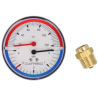 Thermo-manomètre, 0-2,5/4 bar , 20-120°C, 80 mm, axial, ½"