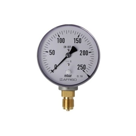 Manomètre à ressort avec capsule, gaz 0-250 mbar