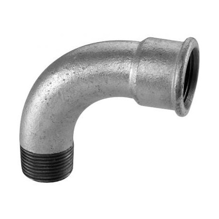 Raccord  acier galva coude long 1/2" FF/FM