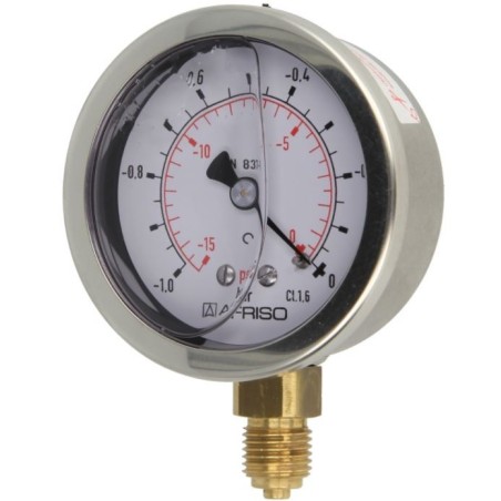 Vacuomètre glycérine ¼" radial, -1-0 bar, 63 mm Ø