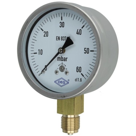 Manomètre à ressort avec capsule, gaz, 0-60 mbar, 35118301