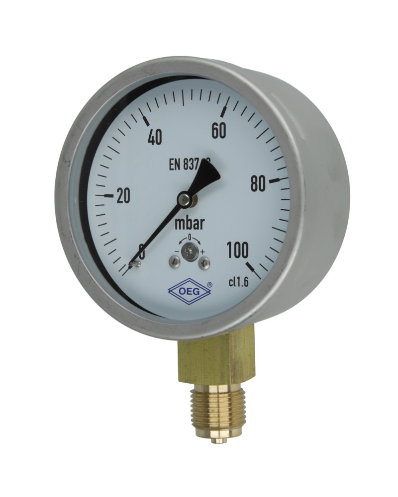 Manomètre à Ressort 0-100 mbar pour Gaz de Contrôle