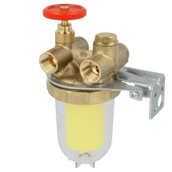 Oventrop Filtre fioul bitube Oilpur, Siku 3/8'' FF des deux côtés, vanne d'arrêt
